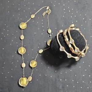 Chic Gold Necklace and Bracelet Set